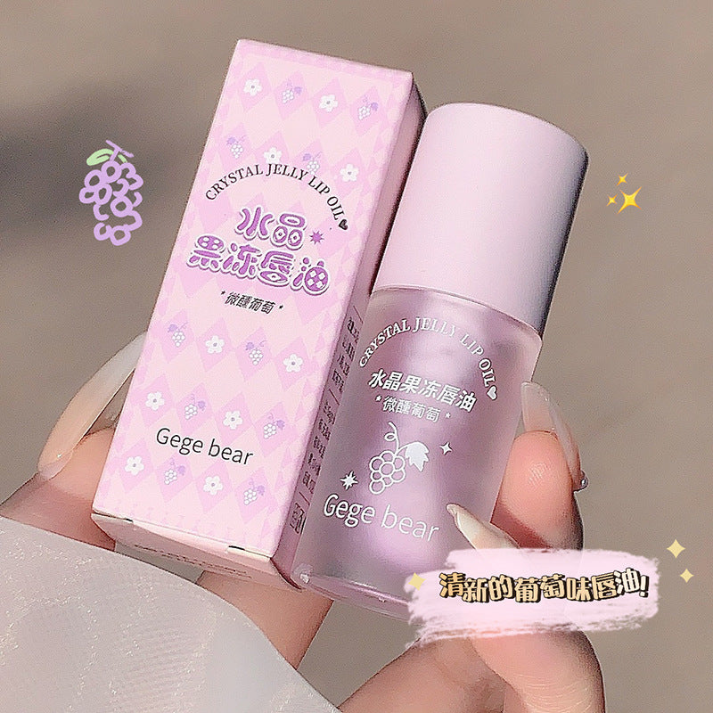 Gogo Bear Crystal Jelly Lip Oil Hydrating Moisturizing Moisturizing Diminish Lip Lines Lip Gloss Transparent Non-Greasy