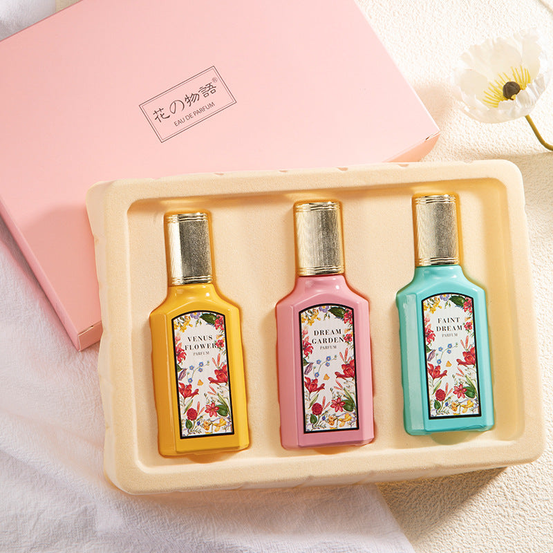 2023 new product Qimeng Zihua women's perfume set jasmine fragrance three-piece set student gift Thailand 