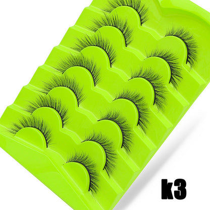 DINGSEN false eyelashes factory cross-border supply large capacity 7 pairs of green fox eyelashes oblique flying thick eyelashes