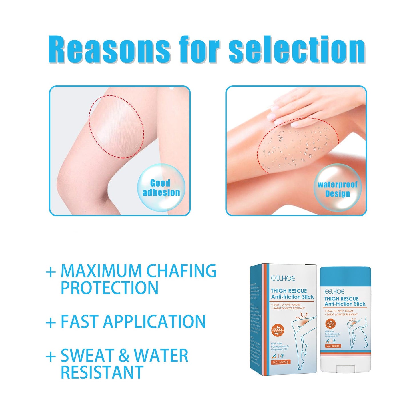 EELHOE Thigh Anti-friction Stick Leg Heel Lower Arm Skin Protection Waterproof and Sweat-proof Easy-to-apply Cream 