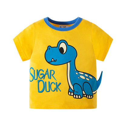 Cross-border children's clothing betop cartoon three-dimensional dinosaur boy T-shirt summer Korean version cartoon top children's short-sleeved