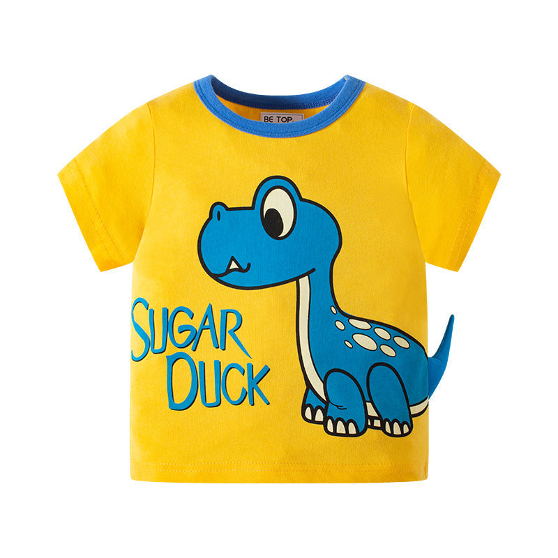 betop children's clothing cartoon three-dimensional dinosaur boy T-shirt summer Korean version cartoon top children's short-sleeved one piece