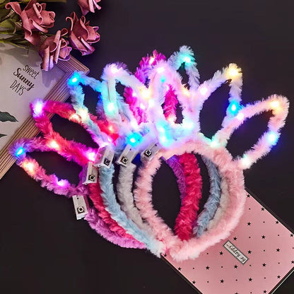 14-light luminous gold wire rabbit ears headband flashing extended headband festival activities stall children's luminous toys ¾ß