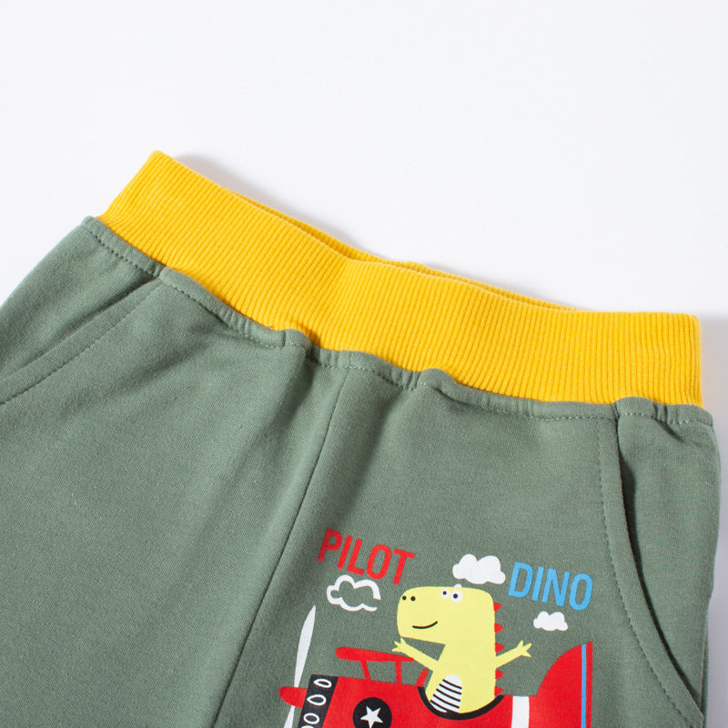 2024 Summer Children's Cartoon Three-Dimensional Dinosaur Shorts Baby Shorts Cotton Summer Boys Pants Knitted Pants