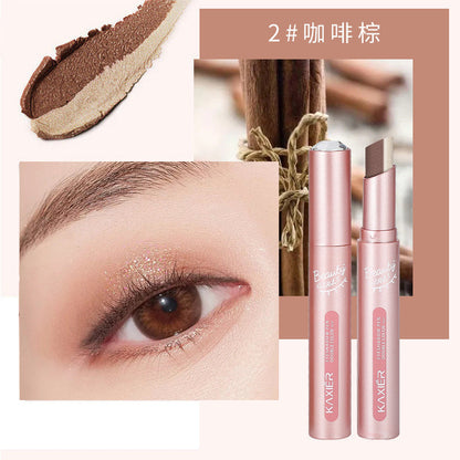 Cahill gradient two-color eyeshadow pen pearlescent glitter earth color not easy to smudge makeup lazy eyeshadow stick