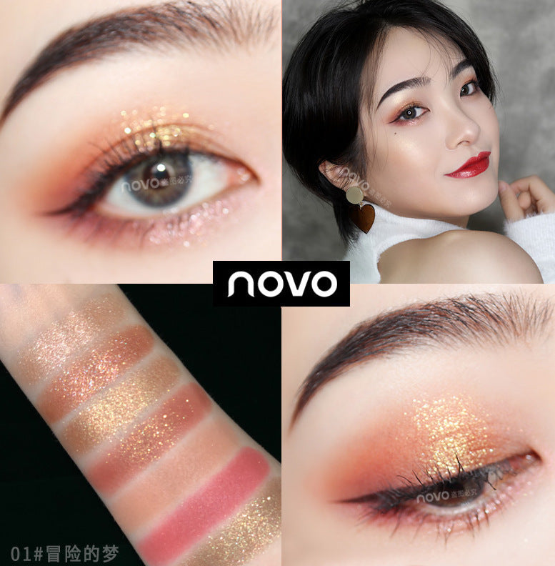 Makeup Novo5290 Fantasy Elf Eight-color Eyeshadow Palette Earth Color Nude Makeup Pearlescent New Glitter Aili Manufacturer