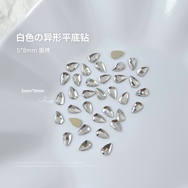 Nail jewelry flat bottom special shaped diamonds large and small mini water drop love square diamonds transparent diamonds white crystal wholesale