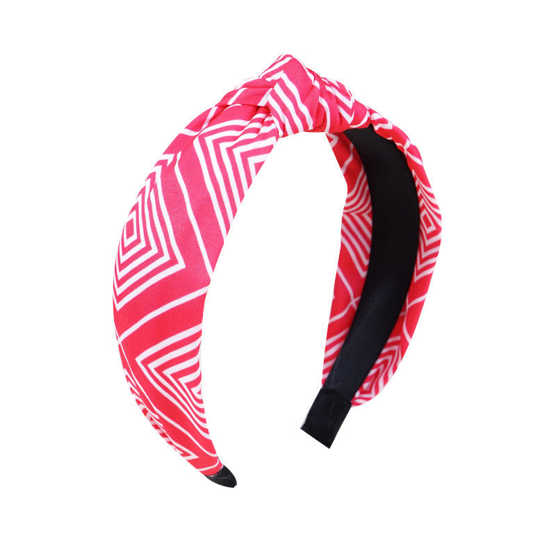 2024 new cross-border headband for women European and American Baroque ethnic style knotted head buckle striped color matching wide-brimmed headband