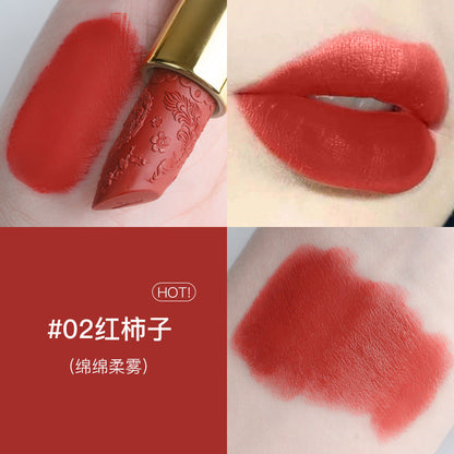 Douyin carved lipstick Chinese style semi-matte lipstick long-lasting moisturizing plain cinnamon milk tea for girlfriend