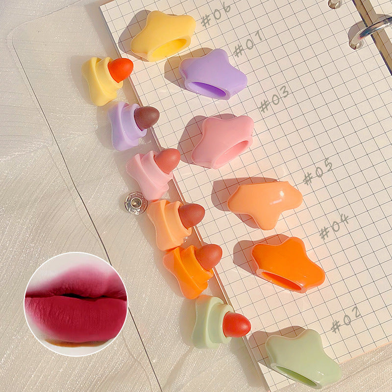 BVG cartoon small five-star lipstick 6 colors long-lasting waterproof non-stick cup not easy to fade student lipstick gift box set 