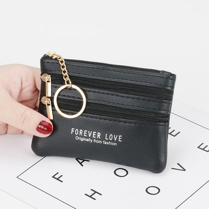 New genuine leather texture coin purse women's short small wallet multifunctional driver's license card holder soft leather key bag zipper bag 