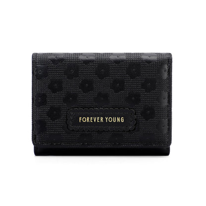 forever young cross-border wallet women's short three-fold multi-card slot pu card bag Korean version of the fashion coin purse 