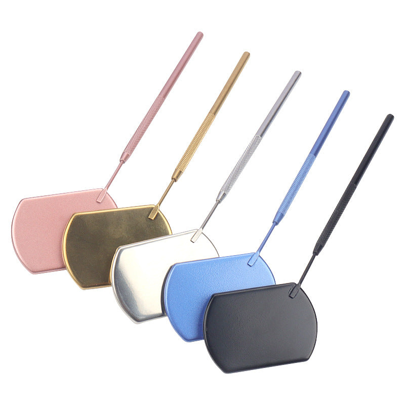 Wholesale eyelash extension auxiliary tool square eyelash inspection tool stainless steel handheld portable inspection mirror