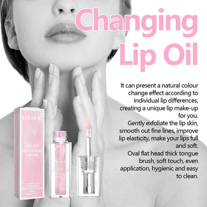 EELHOE color-changing lip oil dilutes lip lines, moisturizes, removes dead skin and makes lips plump and plump in multiple colors 