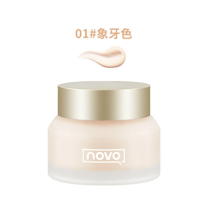 NOVO Luxury Pet Soft Light Foundation Cream មិនជ្រាបទឹក ធន់នឹងញើស ក្រែមលាបមុខគ្មានការលុប កំចាត់ជាតិប្រេង ផ្តល់សំណើមដល់សិស្សានុសិស្ស មូលនិធិ Liquid តម្លៃសមរម្យ