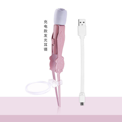 Luminous ear spoon children's luminous ear spoon with light ear spoon ear picking tweezers boxed luminous tweezers children 