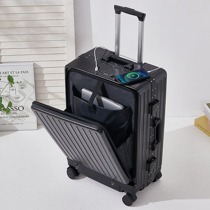 Multifunctional aluminum frame suitcase for women 20 inch cabin suitcase with USB port 24 trolley travel password box 26 inch 