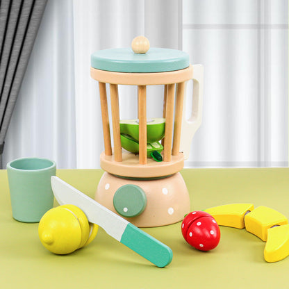 Children's wooden new kitchen simulation house juicer fruit and vegetable multifunctional mixing food processor toy 