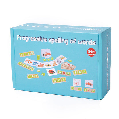 Enlightenment children's educational word spelling building blocks parent-child interaction 26 letters cognition kindergarten teaching wooden toys