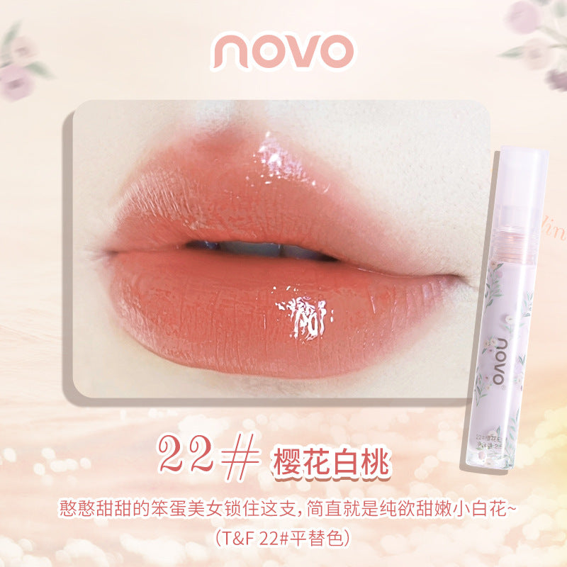 NOVO Honey Water Mirror Lip Glaze Affordable Niche Moisturizing Lip Gloss Wholesale Lip Dye Liquid Student Domestic Makeup 