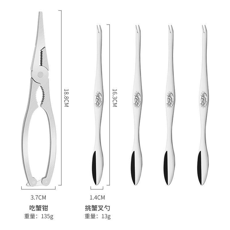 Ready-to-use crab tool set 304 stainless steel crab needle crab fork spoon crab scissors crab clamp crab eating tool