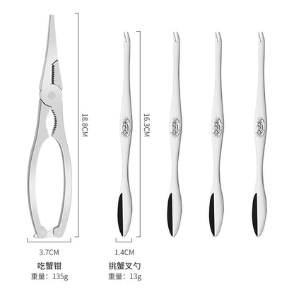 Ready-to-use crab tool set 304 stainless steel crab needle crab fork spoon crab scissors crab clamp crab eating tool