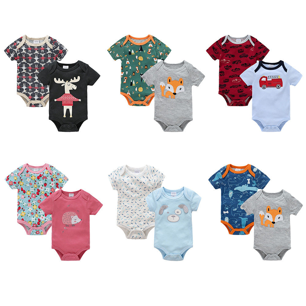 Baby 2-piece triangle romper 2024 new infant and toddler short-sleeved casual baby jumpsuit newborn clothes