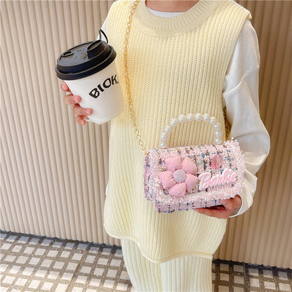 New Children's Shoulder Bag Cute Princess Coin Purse Little Girl Pearl Handbag Children's Crossbody Bag Wholesale