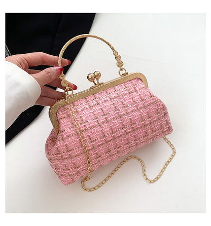 Woven shell bag women 2024 autumn and winter new simple woven fashion chain bag casual shoulder messenger bag 