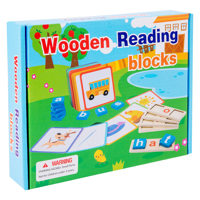 Cross-border children's wooden early education enlightenment letter building blocks matching cognitive spelling word puzzle puzzle board educational toys