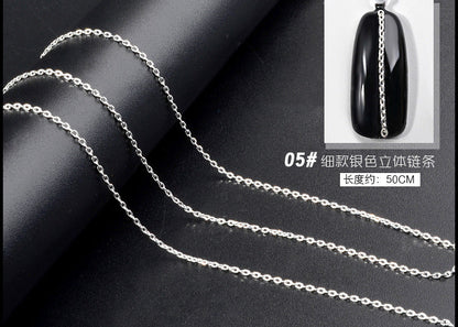 Cross-border Japanese nail chain ultra-fine zipper nail jewelry nail decoration chain nail metal chain