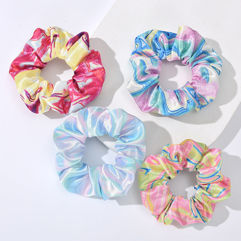 2022 new cross-border French large intestine hair band hair rope female tie-dye head flower European and American ethnic style hair ponytail hair band