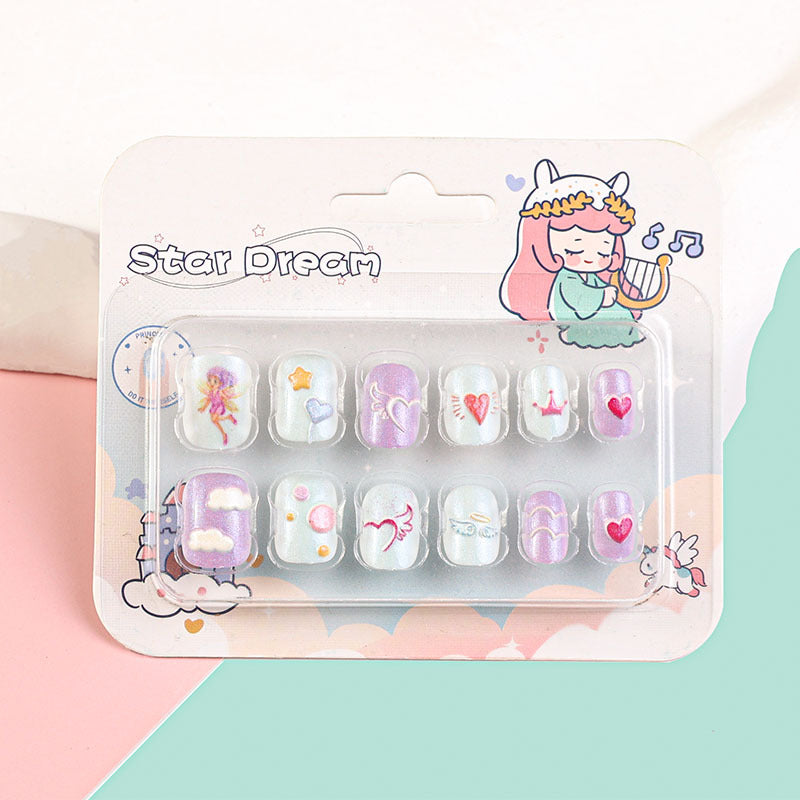 Children's cartoon nail stickers baby toy nail pieces finger wear nails new cute princess self-adhesive nail stickers