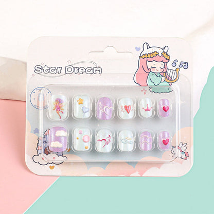 Children's cartoon nail stickers baby toy nail pieces finger wear nails new cute princess self-adhesive nail stickers