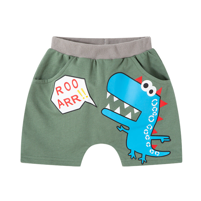 Summer new children's shorts cartoon dinosaur big PP pants boys shorts baby bottoms harem pants trendy