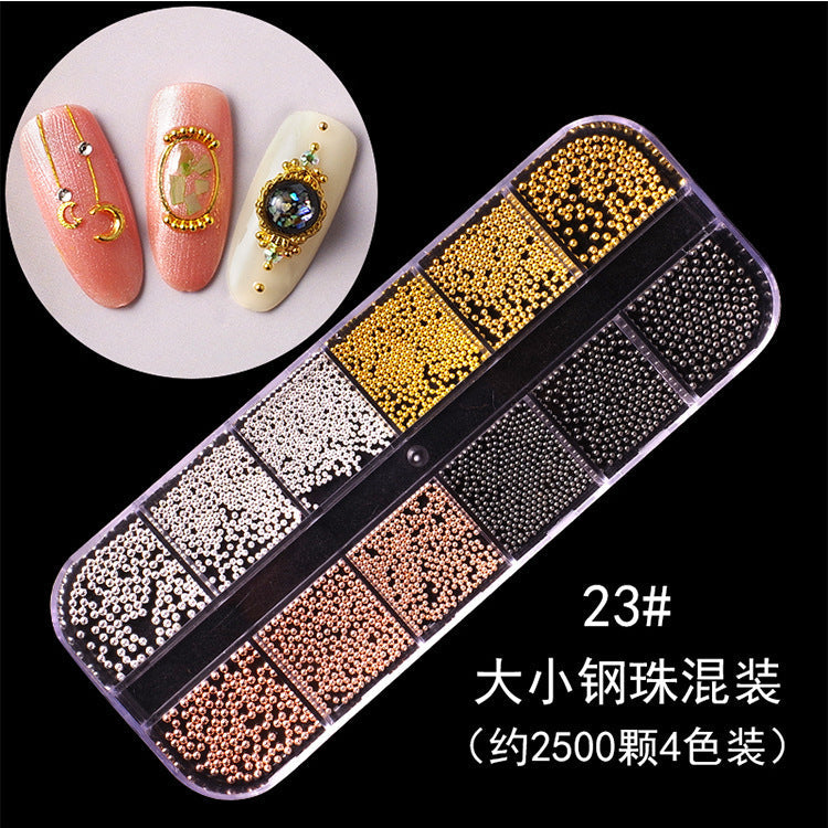 Nail accessories rhinestones flat bottom diamonds hollow rivet nail stickers diamond sequins colored diamonds flat bottom pearl shell pieces Japanese style