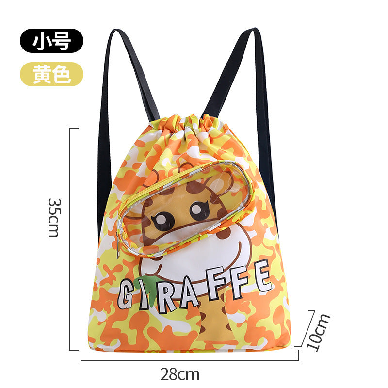 New children's swimming bag, dry and wet separation toiletry bag, swimming storage bag, beach storage drawstring backpack