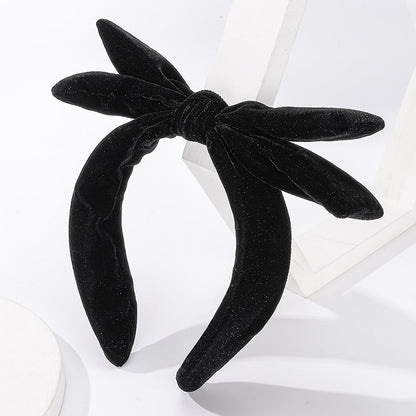 High skull top black velvet double layer big bow headband Korean version of high-grade head buckle net celebrity headband hair cave