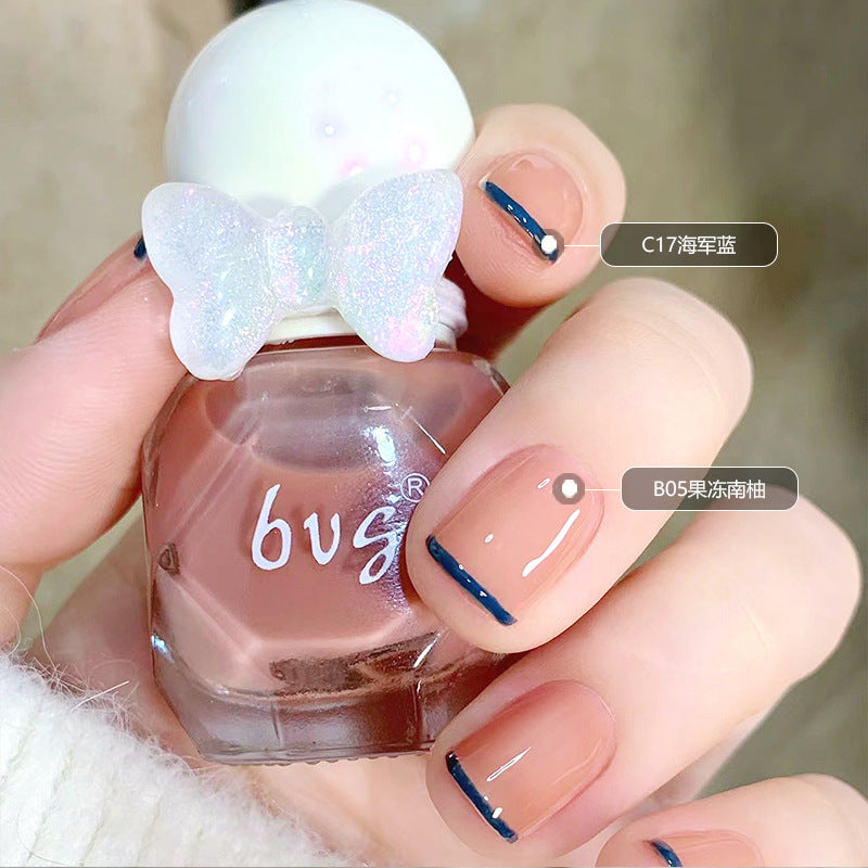 BVG new water-based nail polish small diamond nail polish ice transparent multi-color nail polish free baking tearable novice 10ml