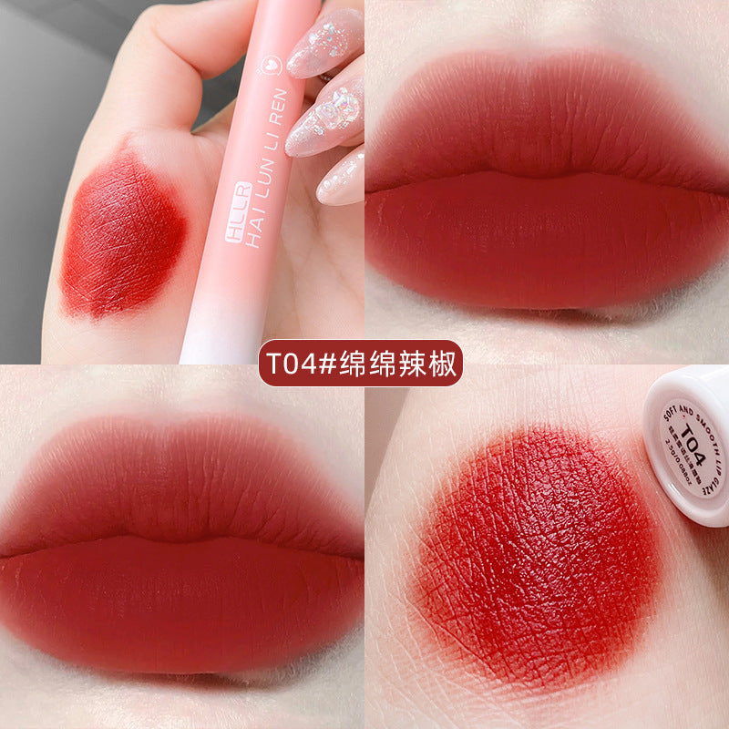 Helen Beauty powder tube lip glaze velvet matte moisturizing lip mud cosmetics non-stick cup lipstick students popular wholesale 