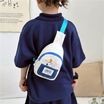 New style children's chest bag fashion contrast color crossbody bag cartoon cute print shoulder bag light travel boy and girl bag