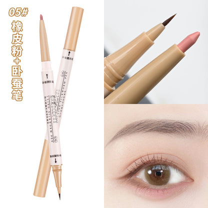 ប៊ិច eyeliner មានមុខពីរ លាបត្របកភ្នែកបែបធម្មជាតិ ធន់នឹងទឹក ធន់នឹងញើស ជាប់បានយូរ សម្រាប់សិស្សានុសិស្ស និងសិស្ស ទើបរៀនគូសថ្មីថ្មោង តម្លៃសមរម្យ