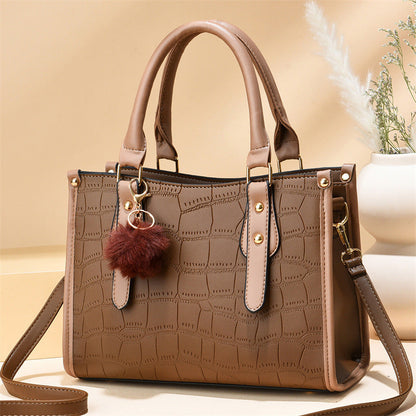 Women's bag 2024 autumn and winter new tote bag simple crocodile pattern litchi pattern large capacity handheld women's shoulder messenger bag 