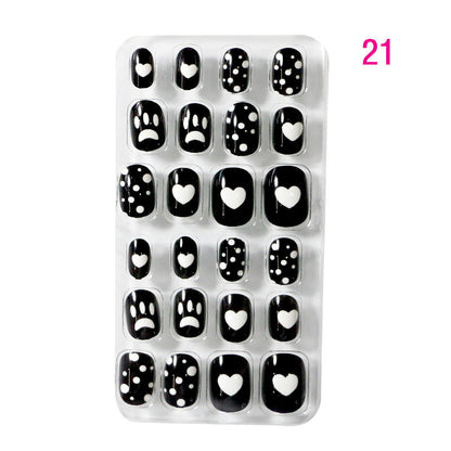 Zhifei nail art 24 pieces bagged wearable wearable nail pieces finished nail art children's nail art finished nail pieces