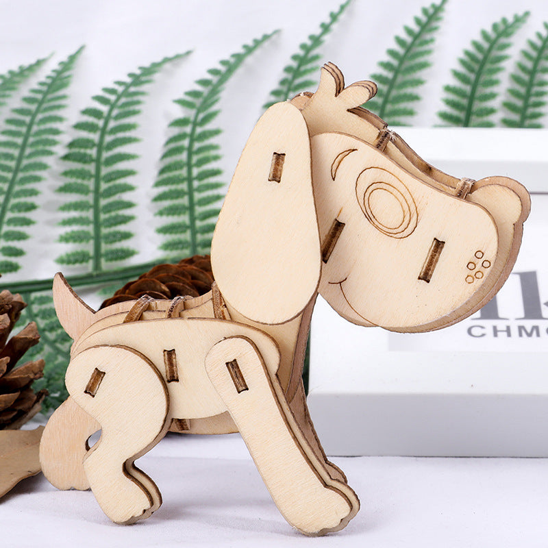 Children's wooden cartoon animal 3D puzzle baby early education 3D wooden puzzle educational toys