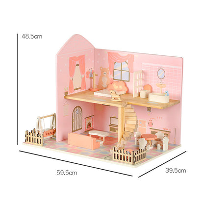 Children's wooden bedroom furniture baby role play desktop simulation princess doll house villa play house toys