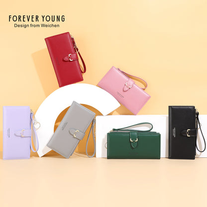 Forever Young Women's Long Wallet RFID European and American Style Large Capacity Clutch PU Cross-border Clutch 