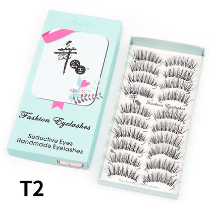 Dancing Princess False Eyelashes Factory Cross-border Supply Sharpened Eyelashes Women 10 Pairs Natural Style One-piece Eyelashes