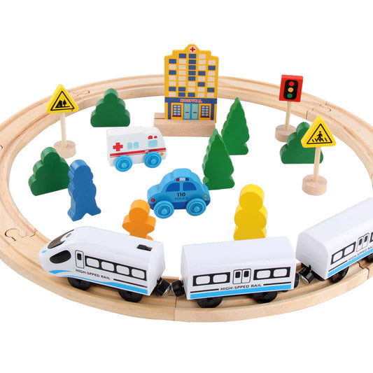 Magnetic locomotive wooden Thomas electric track train track transportation toy children's educational fun