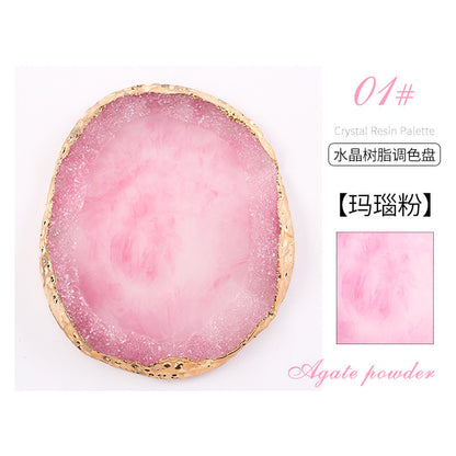 Cross-border hot-selling nail art agate palette gold-rimmed resin crystal agate painted palette nail piece display tool